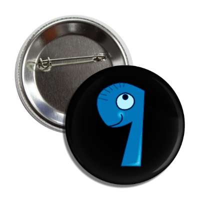 number 9 bird whale cartoon character button