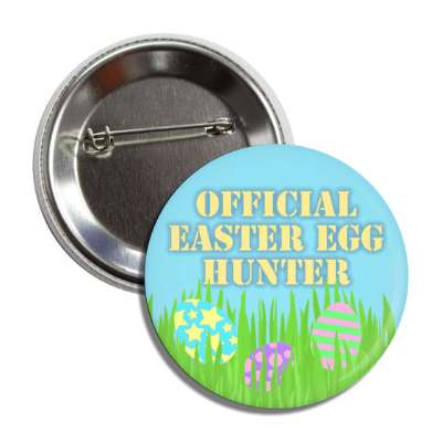 official easter egg hunter grass sky button