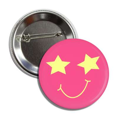 pink star smile face button