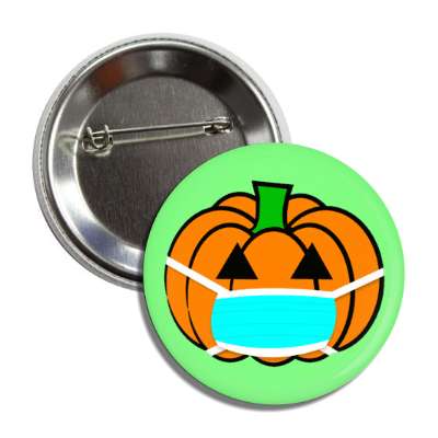 pumpkin jack o lantern mask covid-19 coronavirus light green button