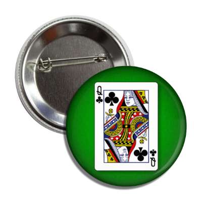 queen of clubs playing card button