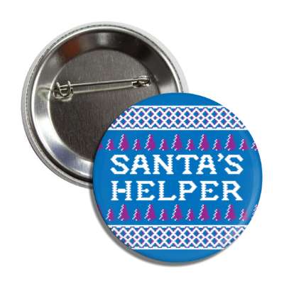 santas helper blue bad sweater button