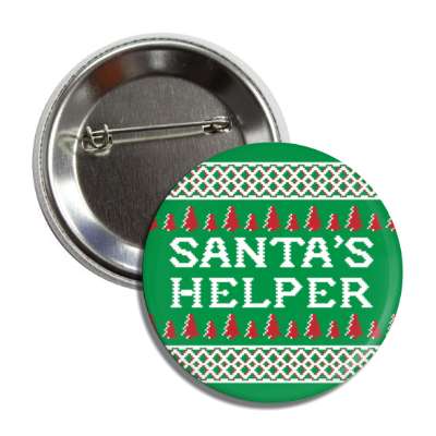 santas helper green bad sweater button