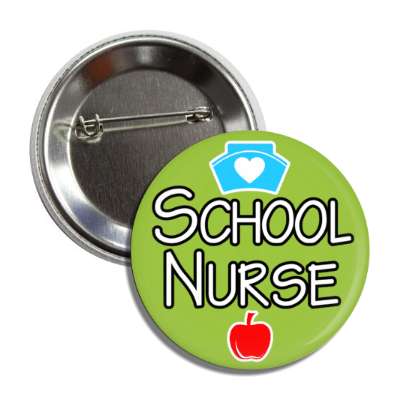 school nurse cap heart apple green button