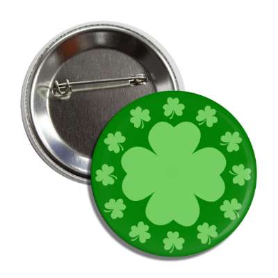 shamrock dark green four leaf clover button