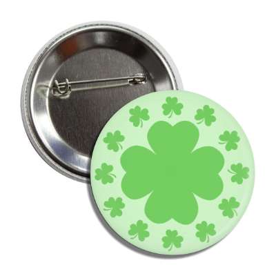 shamrock light green four leaf clover button