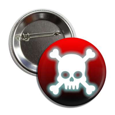 skull crossbones aqua shadow red button