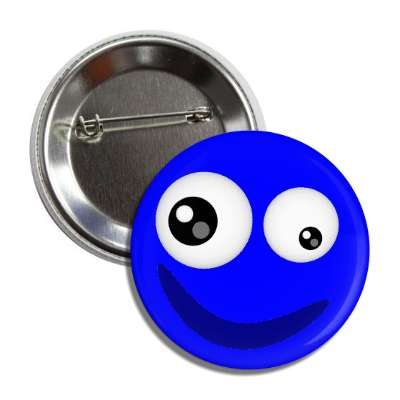smile face blue crazy eyes button