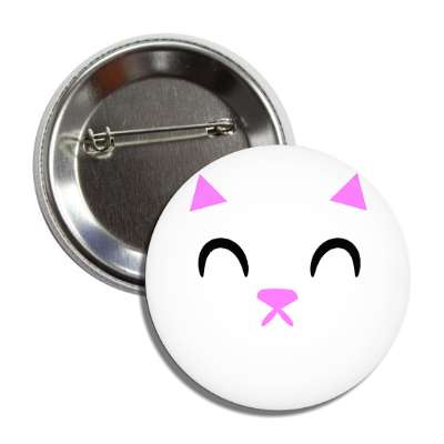 smile face kitten anime cartoon button