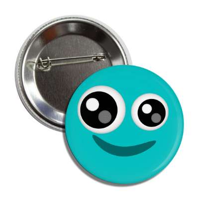 smile face light blue big pupils button
