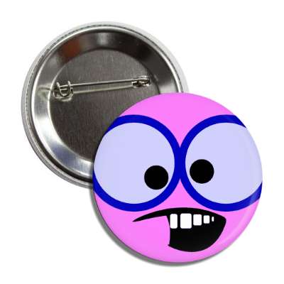 smile face magenta google eyes teeth button
