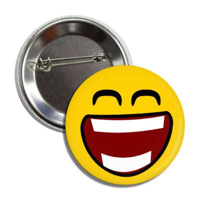 smile face open mouth teeth closed eyes button
