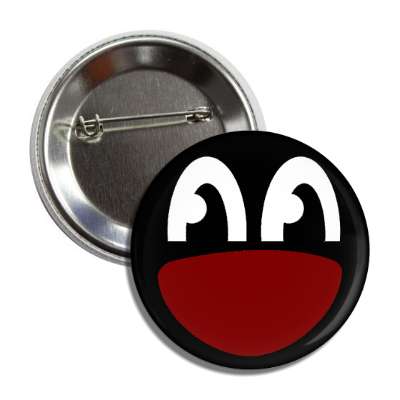 smile open wide mouth eyes black button