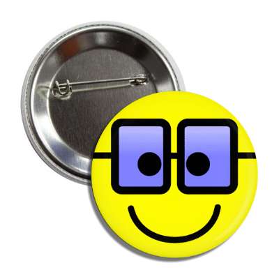 smile face rectangle glasses yellow blue button