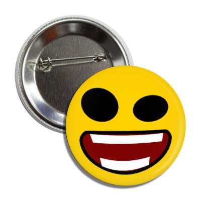 smile face strange bug eyes open mouth teeth button