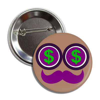 smiley money eyes mustache button