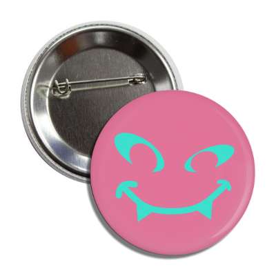 smiley pink aqua fangs smirk button