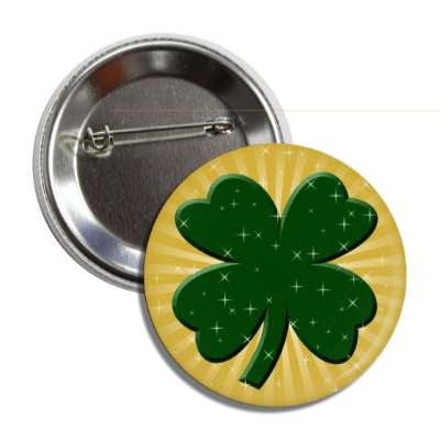 sparkly four leaf clover button