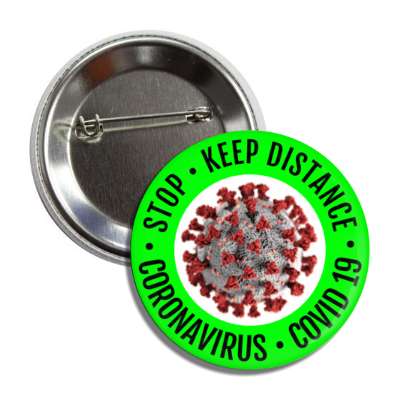 stop keep distance coronavirus covid 19 green button