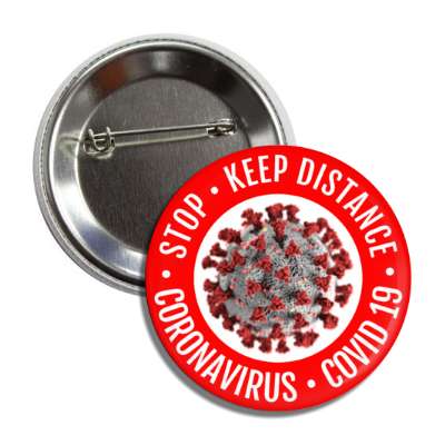 stop keep distance coronavirus covid 19 red button