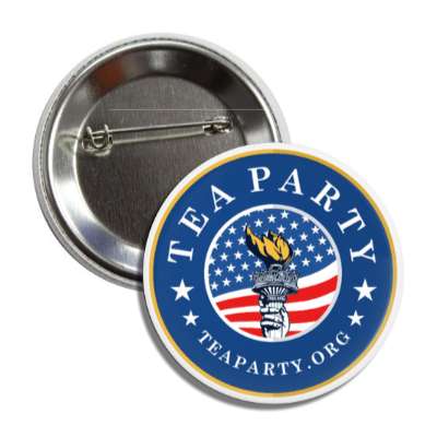 tea party blue flag liberty torch button