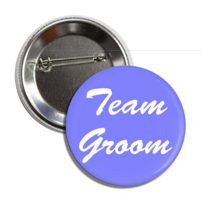 team groom blue brush script button