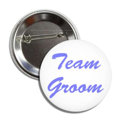 team groom white blue brush script button