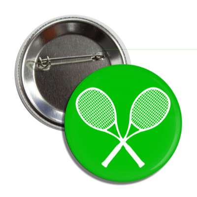 tennis rackets green white cross button