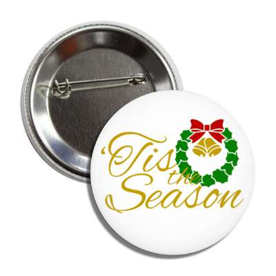 tis the season wreath bells button
