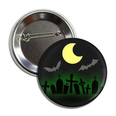 tombstones bats moon button