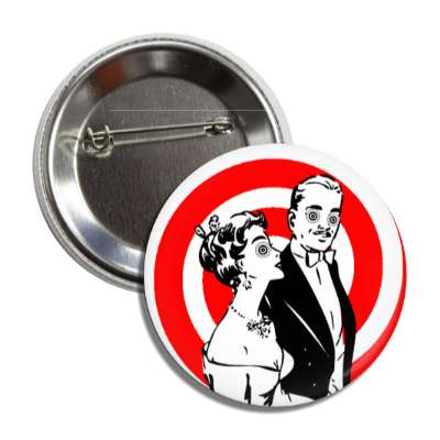 trippy retro couple red swirl button