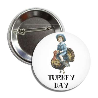 turkey day vintage child fun button