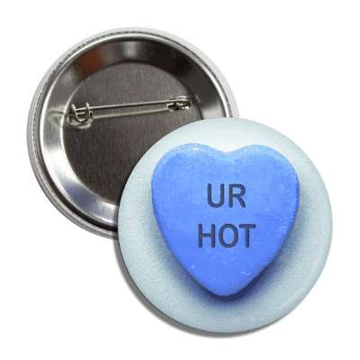 ur hot blue valentines day heart candy button
