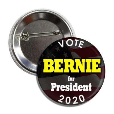 vote bernie president 2020 black yellow button