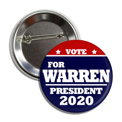 vote elizabeth warren president 2020 red top dark blue bottom button