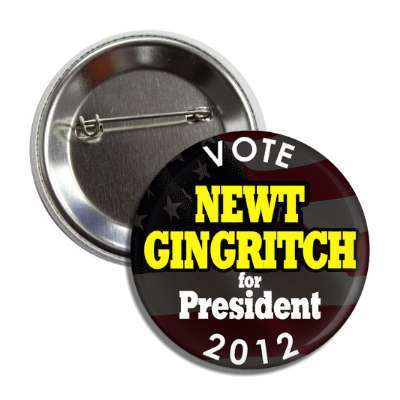 vote newt gingritch president 2012 dark american flag button