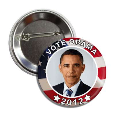 vote obama 2012 face flag button