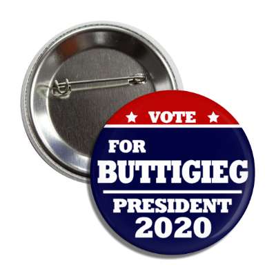 vote pete buttigieg president 2020 red top dark blue bottom button