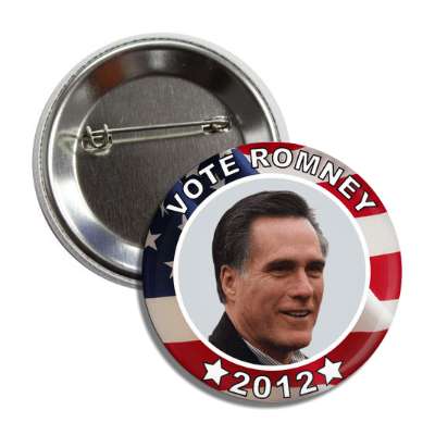 vote romney 2012 face flag button
