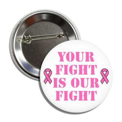 your fight is our fight white breast cancer button
