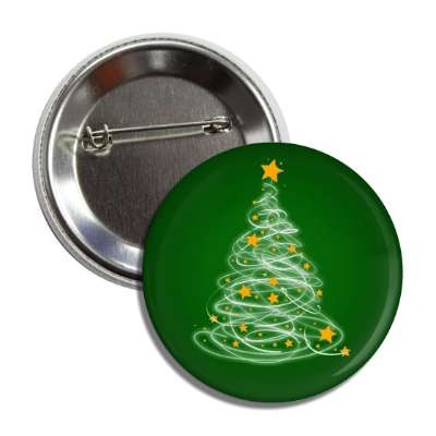 abstract scribble christmas tree stars green button