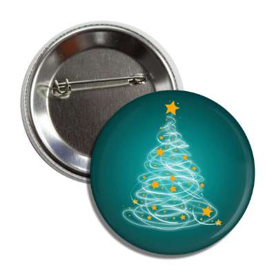 abstract scribble christmas tree stars teal button