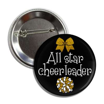 all star cheerleader pom pom ribbon black button