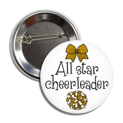 all star cheerleader pom pom ribbon white button