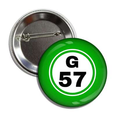 bingo ball lucky number g 57 green button