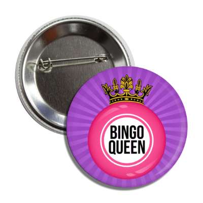 bingo queen crown bingo ball rays button