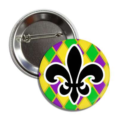 black fleur de lis quilted background button