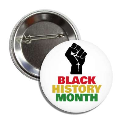 black history month african colors raised fist white button