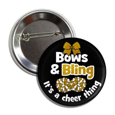 bows and bling its a cheer thing cheerleading slogan pom poms ribbon black button