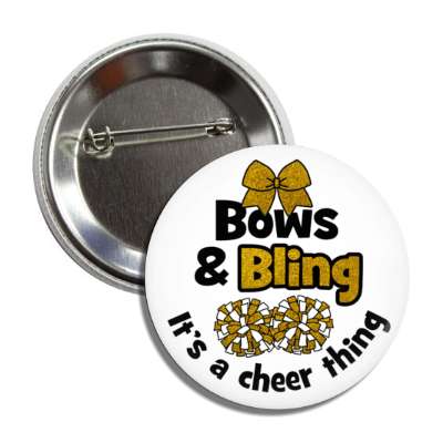 bows and bling its a cheer thing cheerleading slogan pom poms ribbon white button